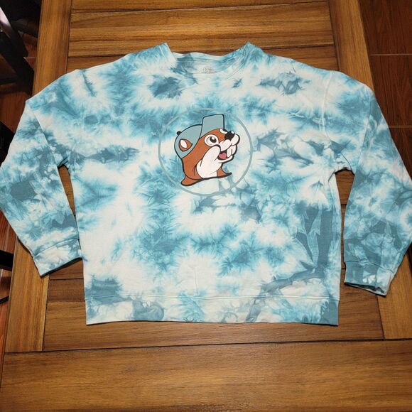 Buc-ee's LS Pullover Lt. Blue Tie Dye Oversized Sweatshirt - Size Large - Picture 1 of 4